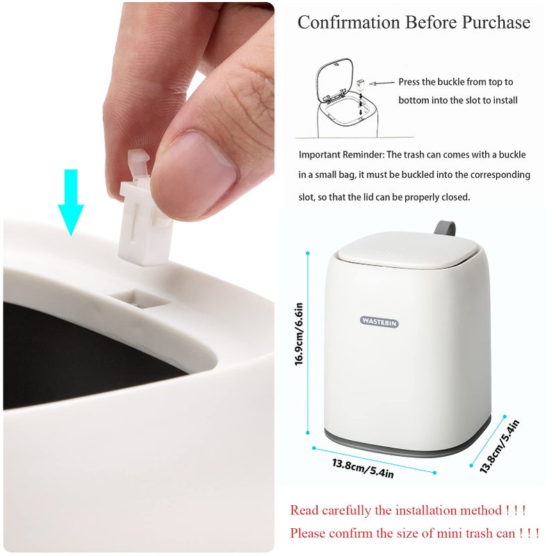 XCX Mini Countertop Trash Can with 3 Rolls of Trash Bags, Waste Can with Press Type Lid, 1.5 L / 0.40 Gal Wastebasket Trash Can Dispenser, Mini Bin for Coffee Table, Bathroom Vanity Top(Navy Blue) - Image 2